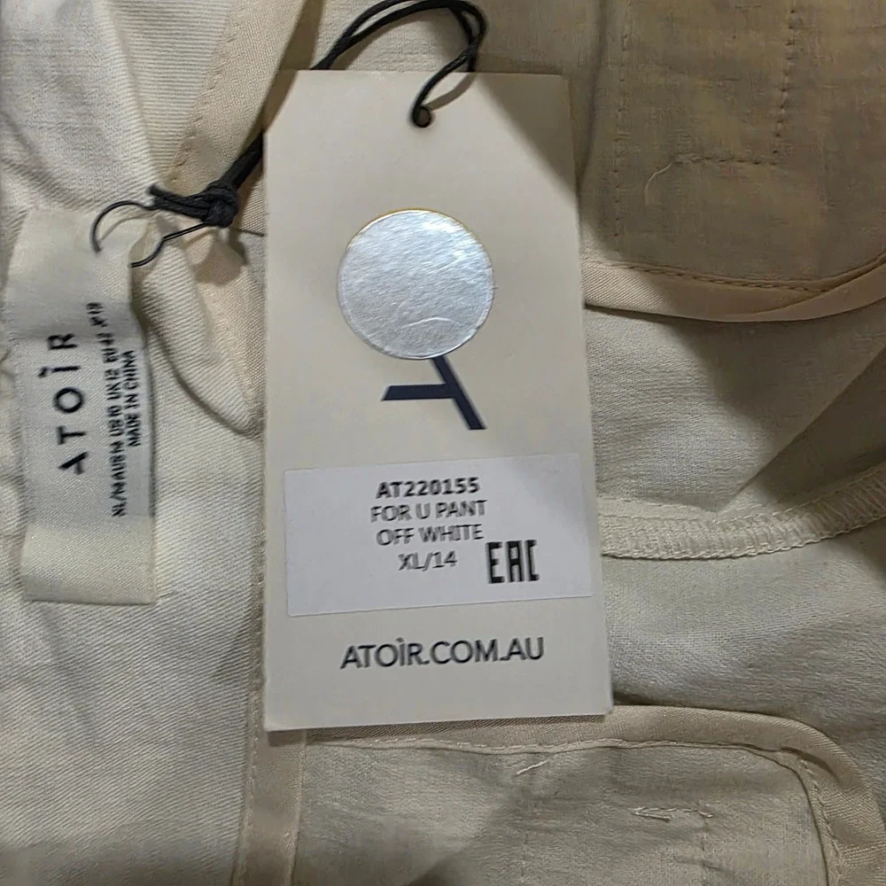 ATOIR Cotton Blend Wide Leg Split‎ Hem Trousers Off White Size 10 Womens